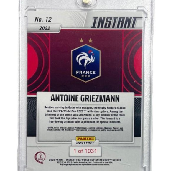 2022 Panini Instant FIFA W/C Antoine Griezmann card #12 /1031 in Premium Holder - Picture 2 of 3